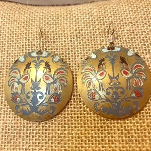 Gold plated chicken earrings.